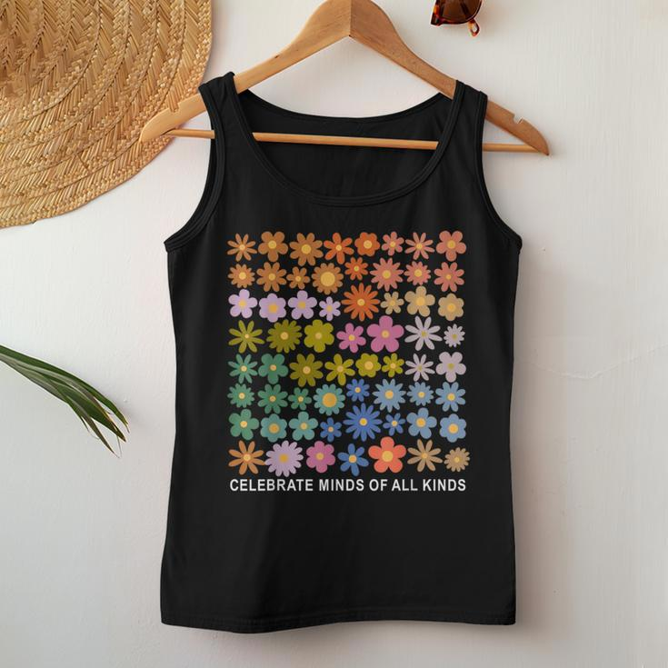 Celebrate Minds Of All Kinds Autism Awareness Flower Be Kind Women Tank Top Funny Gifts