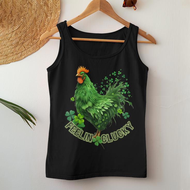 Chicken Feelin Clucky St Paddys Day Clover Chicken Irish Day Women Tank Top Funny Gifts