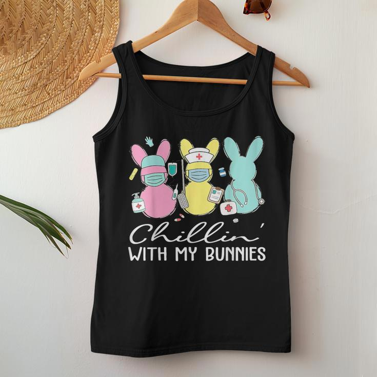 Chillin With My Bunnies Nurse Easter Day Nursing Rn Nicu Women Tank Top Funny Gifts