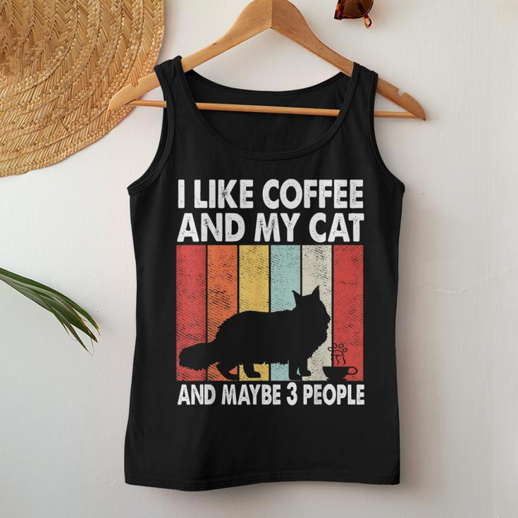 I Like Coffee And My Cat Maybe 3 People Vintage Maine Coon Women Tank Top Unique Gifts