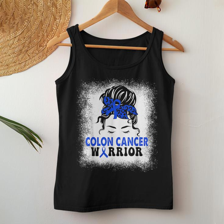 Colon Cancer Awareness Colorectal Cancer Messy Bun Women Tank Top Funny Gifts