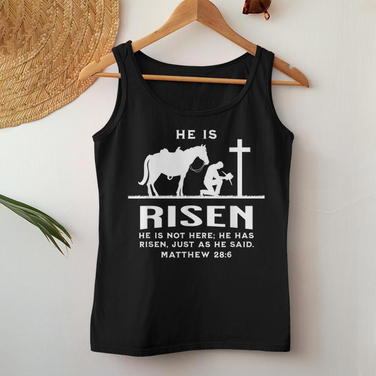 Cowboy Kneeling Cross Easter Risen Western Christian Jesus Women Tank Top Unique Gifts
