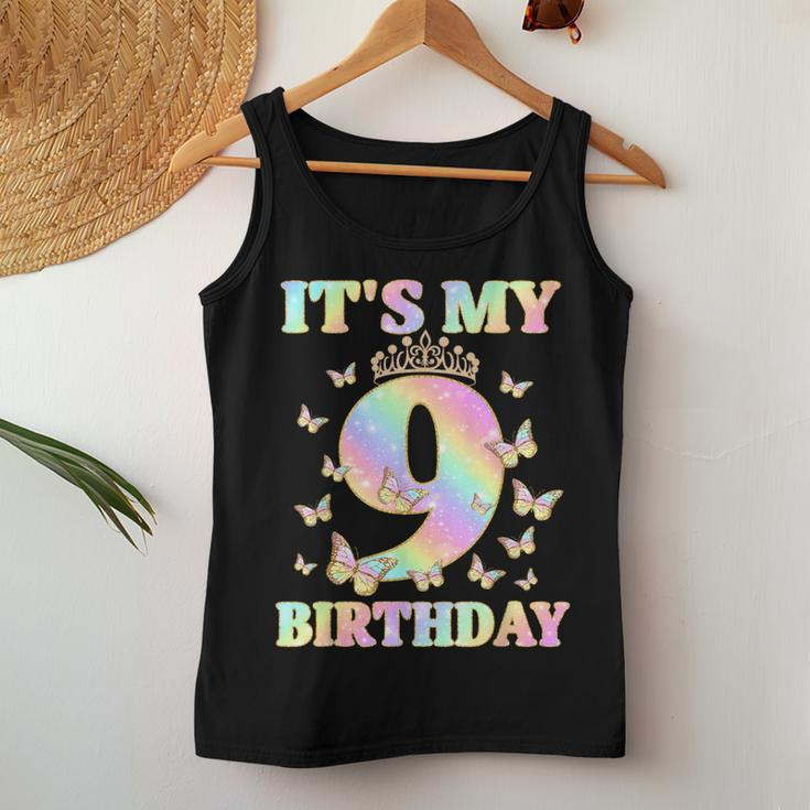 Cute 9 Years Old Girl Butterfly It's My 9Th Birthday Women Tank Top Unique Gifts