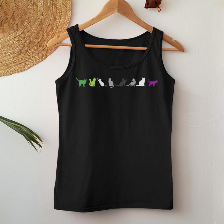 Cute Aroace Pride Cat Lgbtq Aro Ace Boho Aromantic Asexual Women Tank Top Unique Gifts