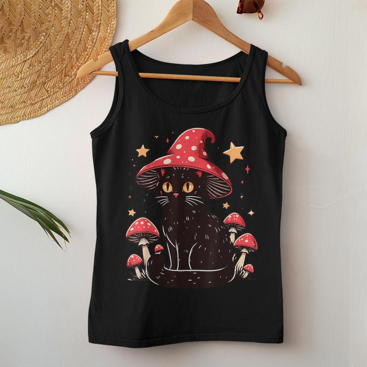 Cute Cottagcore Cat Mushroom Hat Kawaii Vintage Aesthetic Women Tank Top Unique Gifts