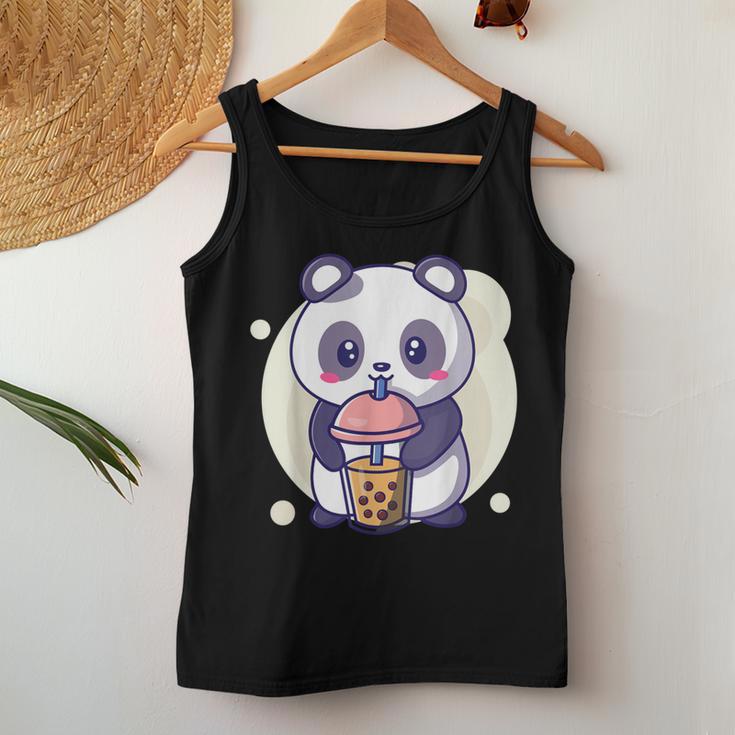 Cute Kawaii Panda Drinks Boba Bubble Tea Kawaii Aesthetic Women Tank Top Unique Gifts