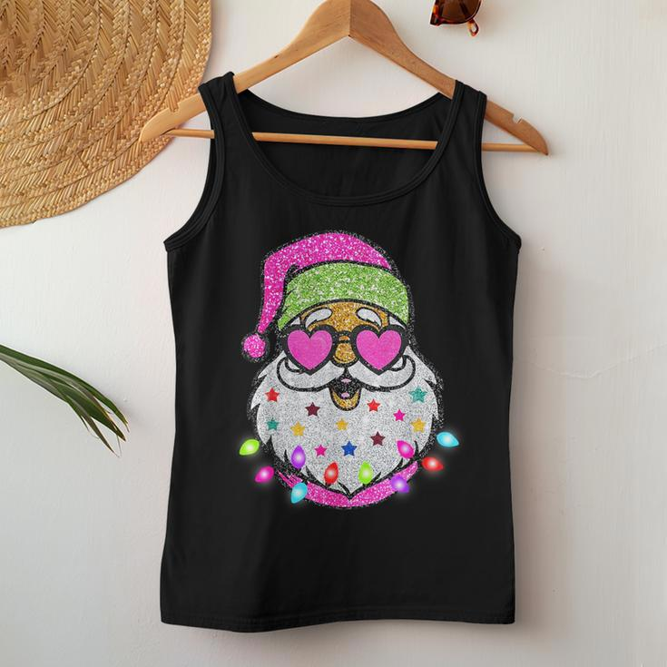 Cute Santa With Sunglasses Bling Bling Christmas Women Women Tank Top Funny Gifts