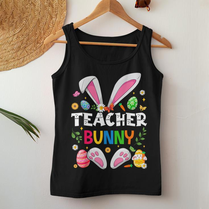 Cute Teacher Bunny Ears & Paws Easter Eggs Easter Day Girl Women Tank Top Funny Gifts