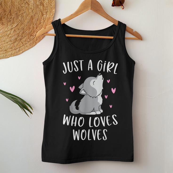 Cute Wolf For Girls Just A Girl Who Loves Wolves Women Tank Top Unique Gifts