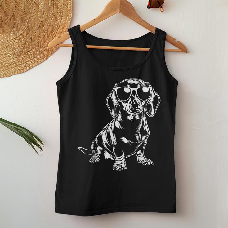 Dackel Wiener Hund Sonnenbrille Lustig Hund Mama Papa Tank Top Frauen Lustige Geschenke