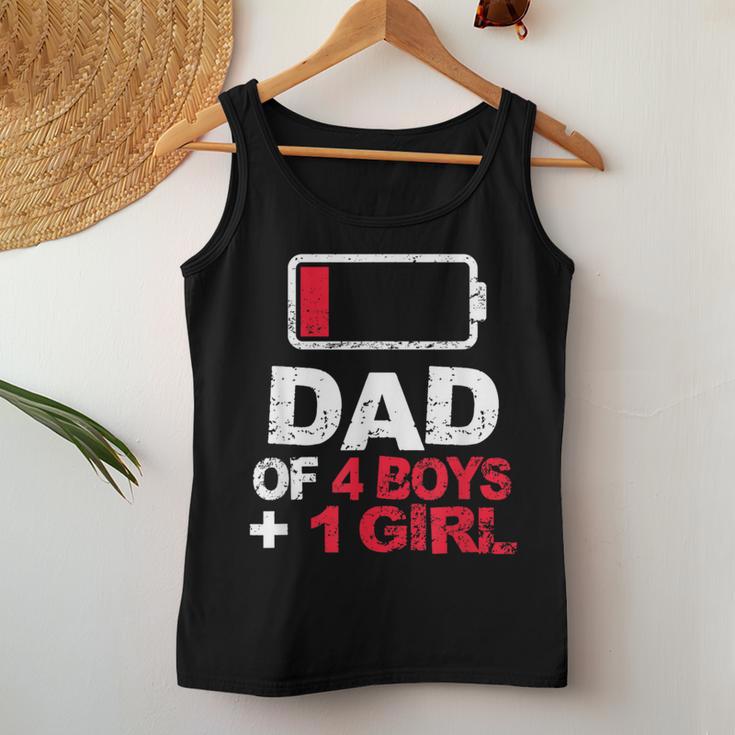 Dad Of 4 Boys & 1 Girl Father's Day Battery Low Women Tank Top Unique Gifts