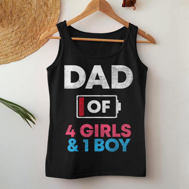 Dad Of 4 Girls And 1 Boy Battery Low Daddy Father's Day Women Tank Top Unique Gifts