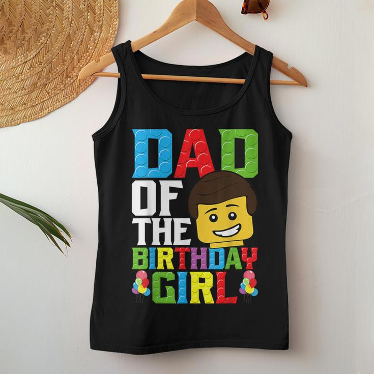 Dad Of The Birthday Girl Building Blocks Master Builder Women Tank Top Funny Gifts