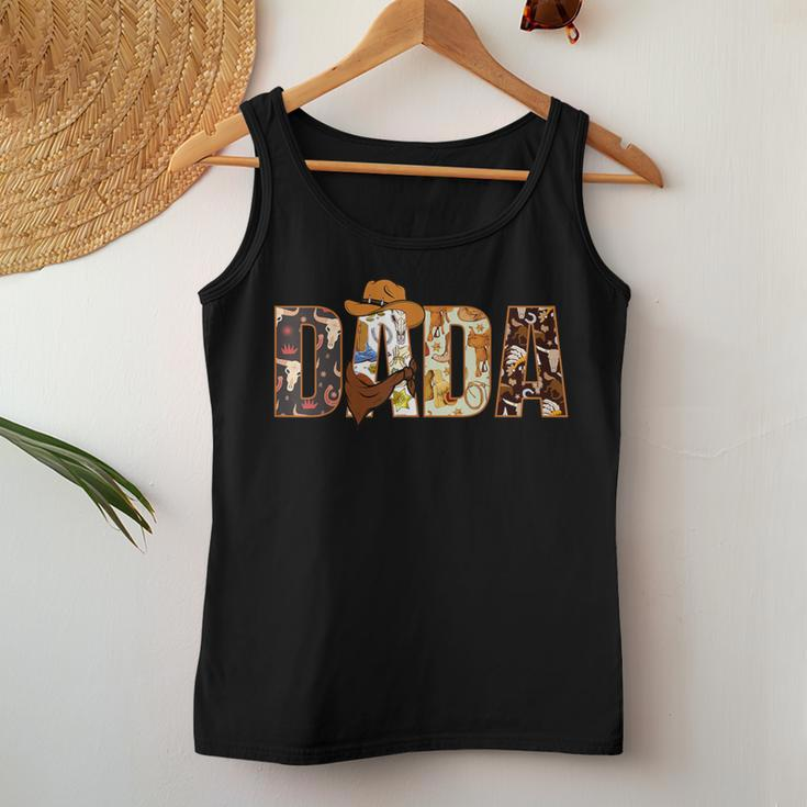 Dada Dad And Mom Birthday Boy Western Rodeo Family Matching Women Tank Top Funny Gifts