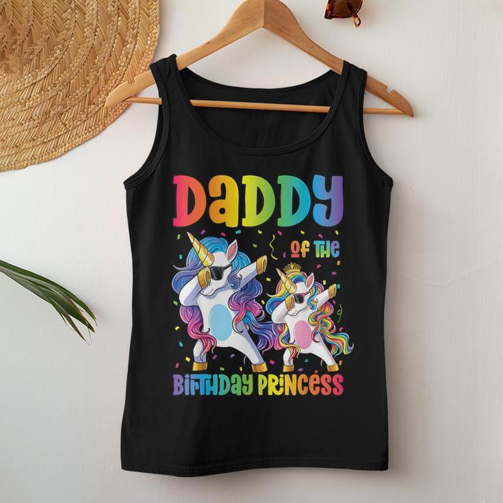 Daddy Of The Birthday Girl Dabbing Princess Unicorn Dad Women Tank Top Unique Gifts