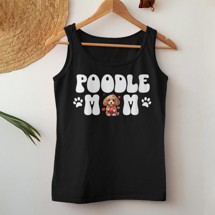 Damen Cute Poodle Mom Dog Mama Dog Heart Lover Owner Mit-Ausschnitt Tank Top Frauen Lustige Geschenke