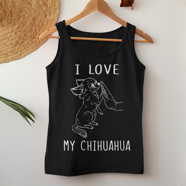 Damen Ich Liebe Meine Chihuahua Mama Chihuahua Papa Chihuahua Mit-Ausschnitt Tank Top Frauen Lustige Geschenke