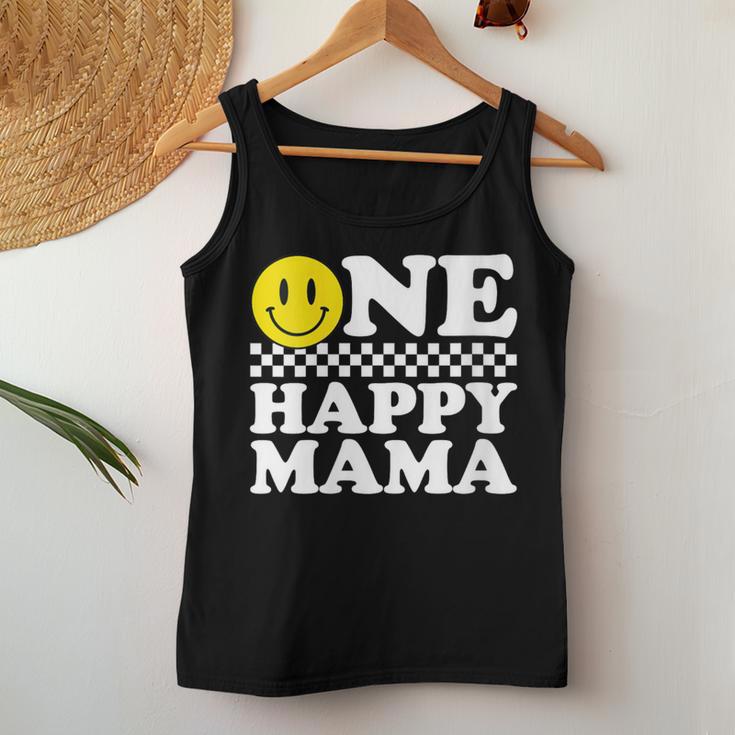 Damen One Happy Dude Mama 1 Geburtstag Familie Matching Mit-Ausschnitt Tank Top Frauen Lustige Geschenke