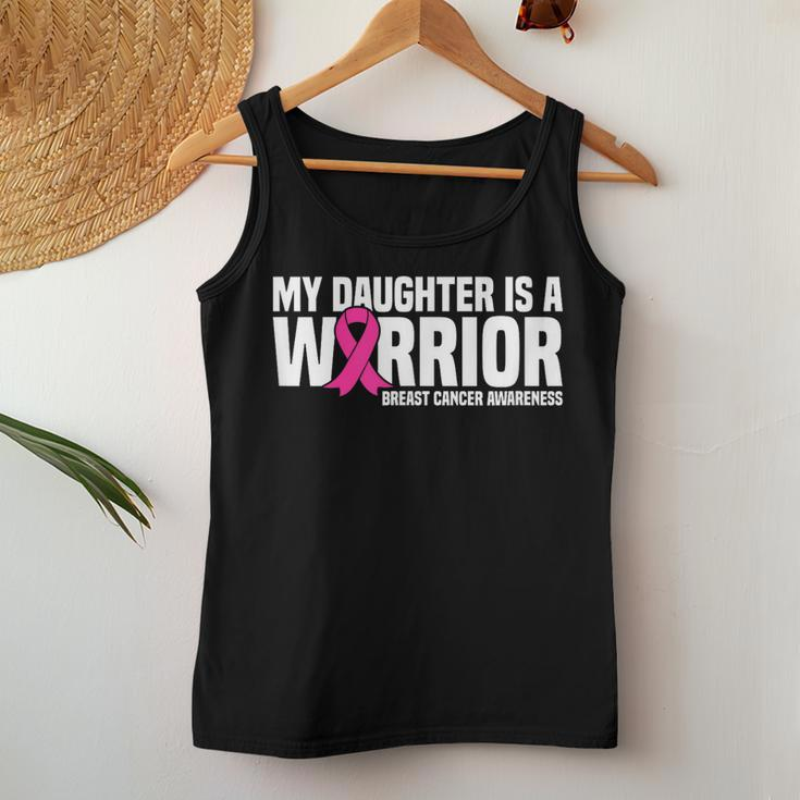 My Daughter Is A Warrior Pink Ribbon Breast Cancer Awareness Women Tank Top Unique Gifts