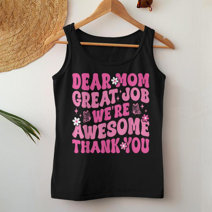Dear Mom Great Job We're Awesome Thank Groovy Mother's Day Women Tank Top Personalized Gifts