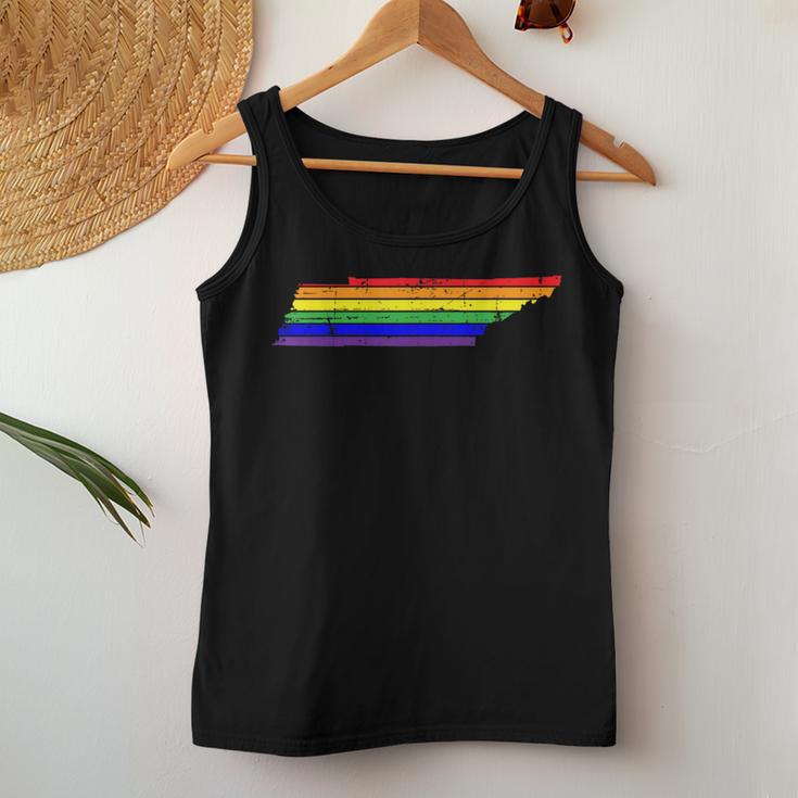 Distressed State Of Tennessee Lgbt Rainbow Gay Pride Women Tank Top Unique Gifts