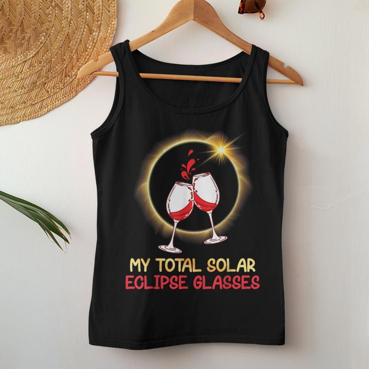 Drinking Wine And Watching My Total Solar Eclipse Glasses Women Tank Top Unique Gifts