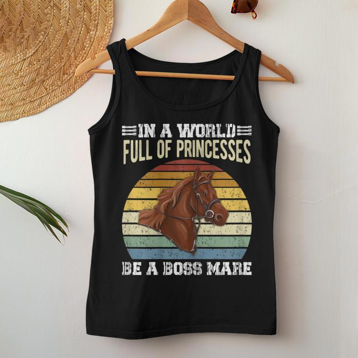 Dy Retro Be A Boss Mare Equestrian Horse Girl Sayings Women Tank Top Unique Gifts