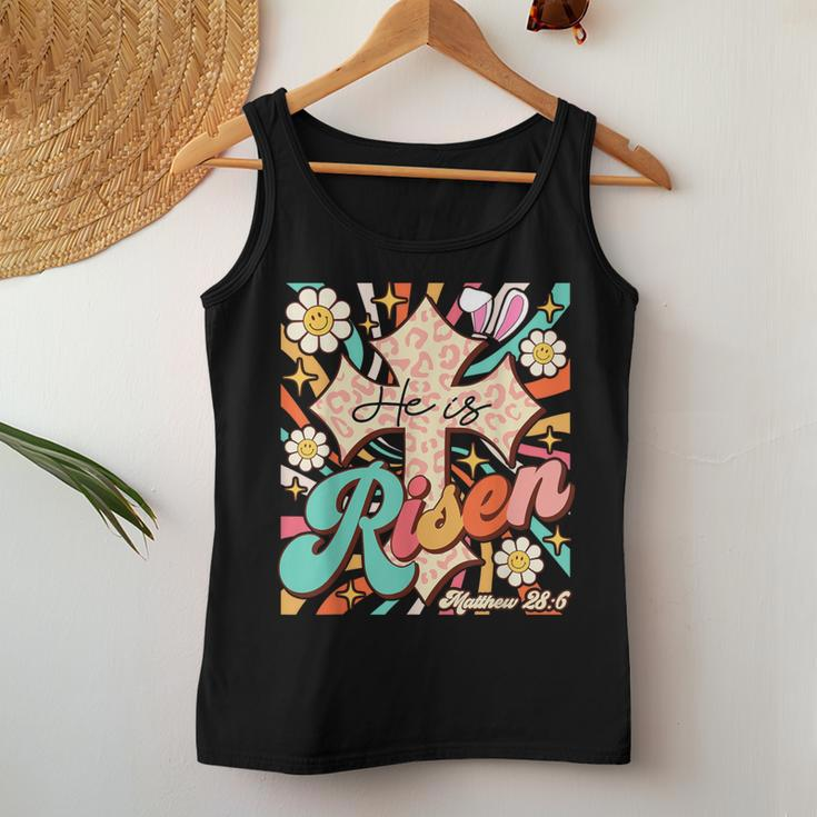 Easter Retro Groovy He Is Risen Jesus Easter Women Tank Top Unique Gifts