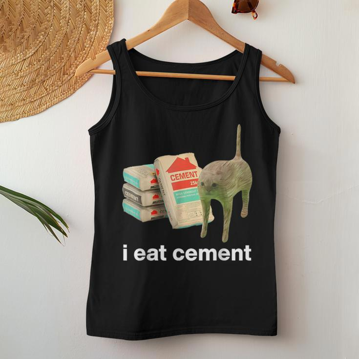 I Eat Cement Sarcastic Cursed Cat Oddly Specific Meme Women Tank Top Unique Gifts