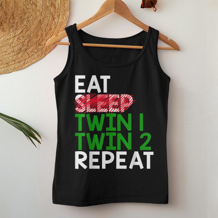 Eat Sleep Twin 1 Twin 2 Repeat Mom Of Twins For Mom Women Tank Top Unique Gifts