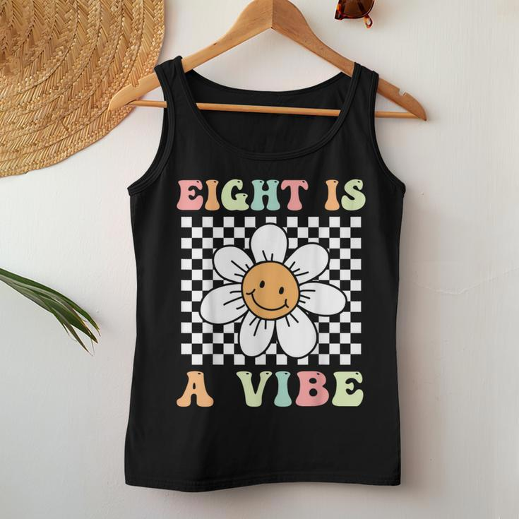 Eight Is A Vibe Cute Groovy 8Th Birthday Party Daisy Flower Women Tank Top Personalized Gifts