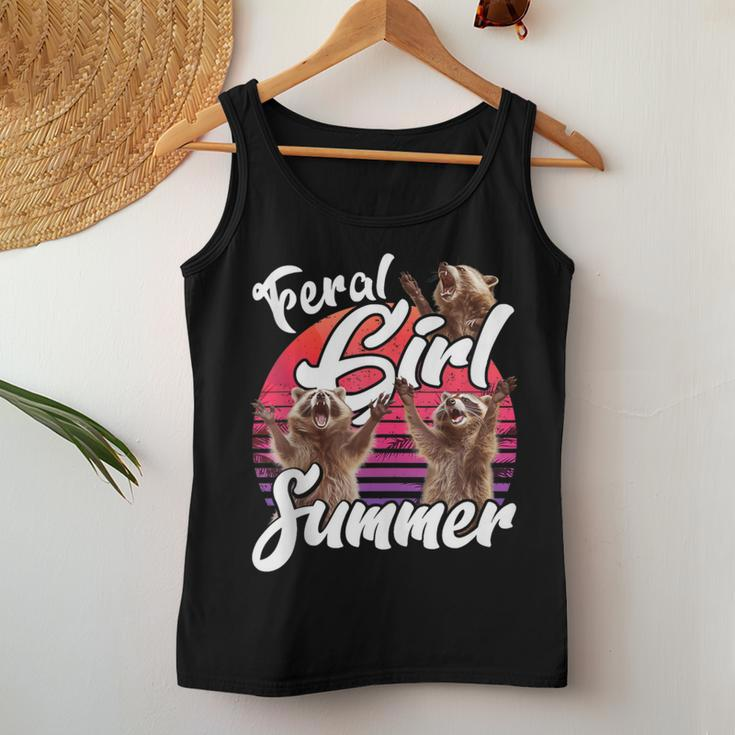 Feral Girl Summer Vintage Feral Girl Summer Raccoon Women Tank Top Unique Gifts