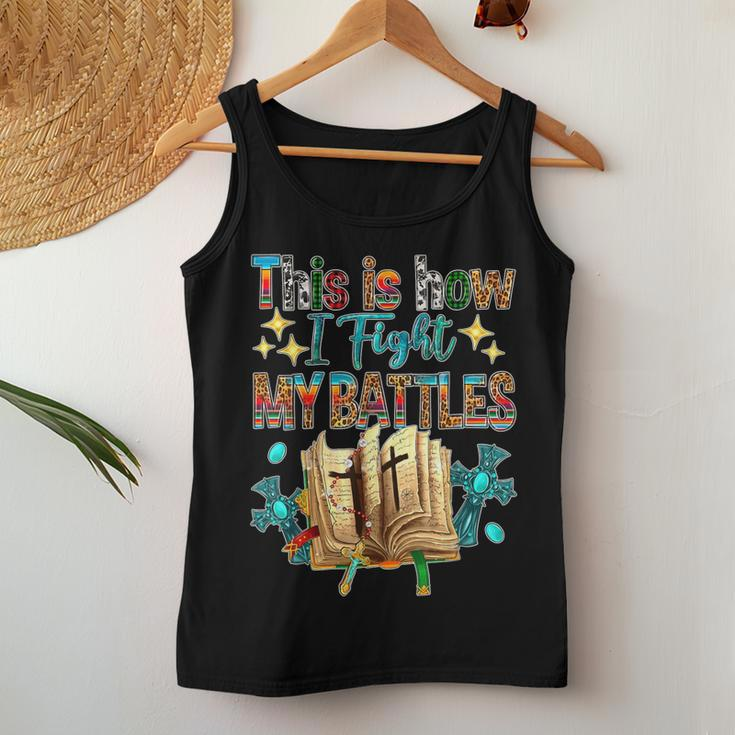 This Is How I Fight My Battles Leopard Cross Christian Jesus Women Tank Top Unique Gifts