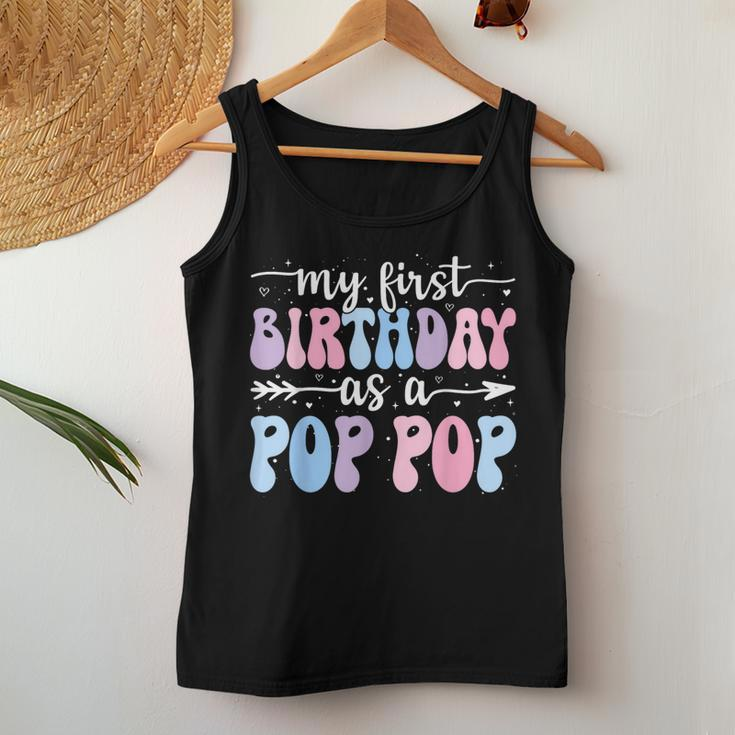 My First Birthday As A Pop Pop Vintage Groovy Father's Day Women Tank Top Unique Gifts