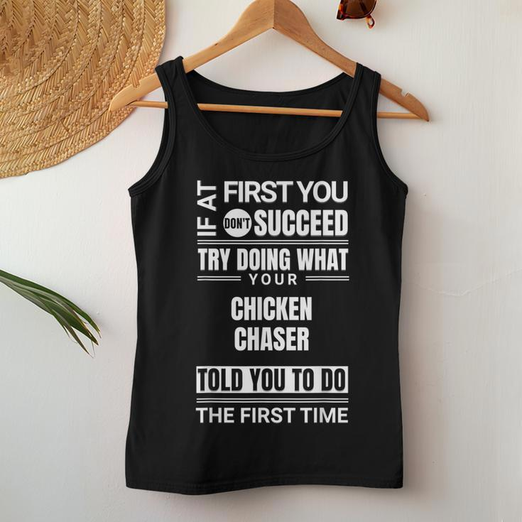 If At First You Don't Succeed Chicken Chaser Women Tank Top Unique Gifts