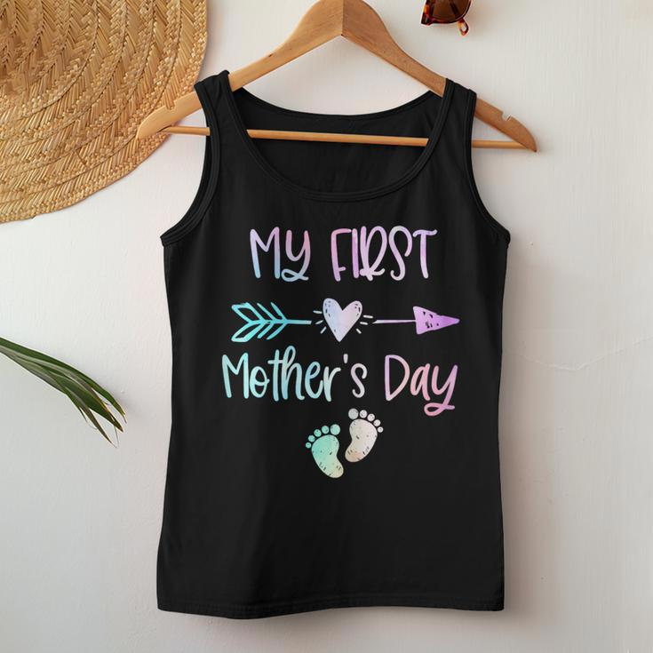 My First Mother's Day For New Mom Mother Pregnancy Tie Dye Women Tank Top Personalized Gifts