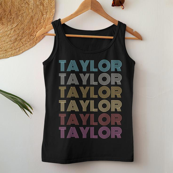 First Name Taylor Retro Personalized Groovy 80'S Women Tank Top Personalized Gifts