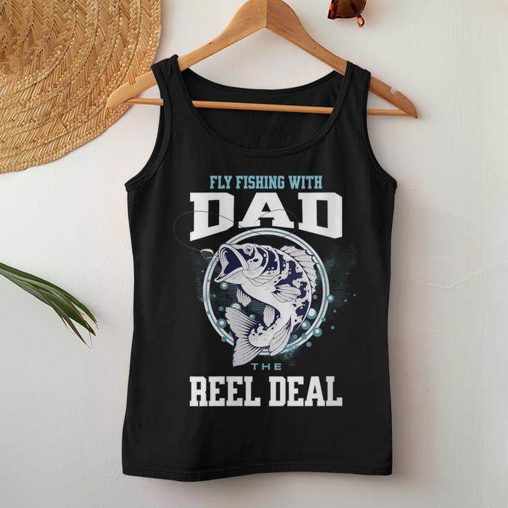 I Am Fishing With Dad The Reel Deal Fathers Day Vintage Women Tank Top Unique Gifts