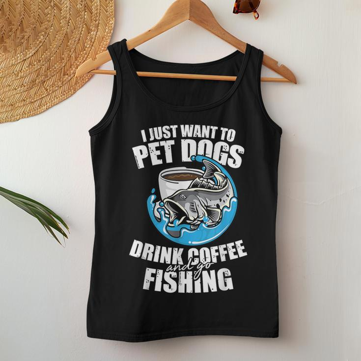 Fishing Pet Dog Drink Coffee Fish Hunting Fisherman Women Tank Top Unique Gifts