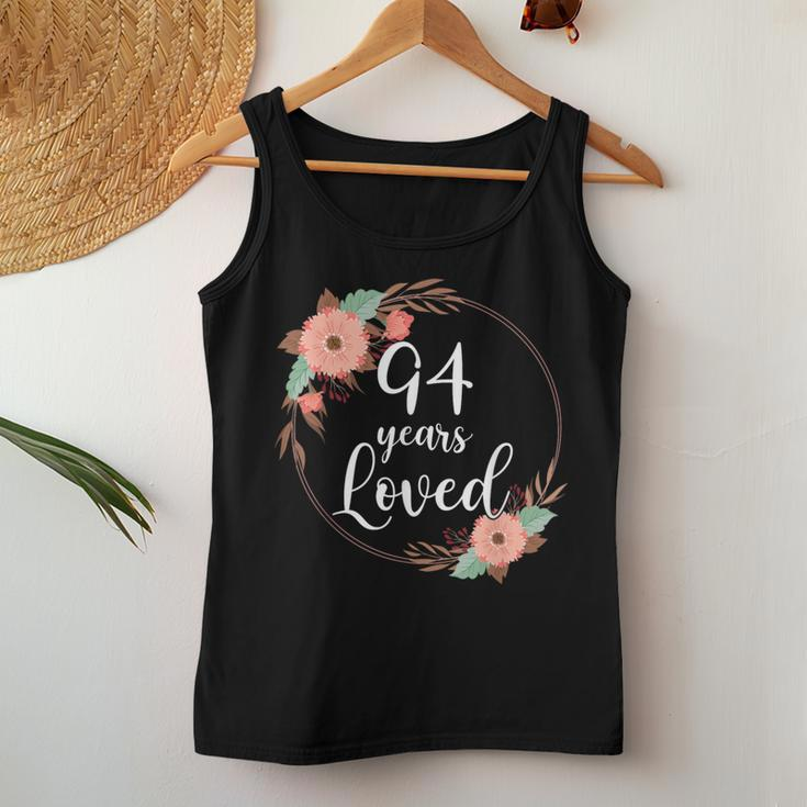 Floral Loved 94 Year Old 94Rd Birthday Mom Grandma Women Tank Top Unique Gifts