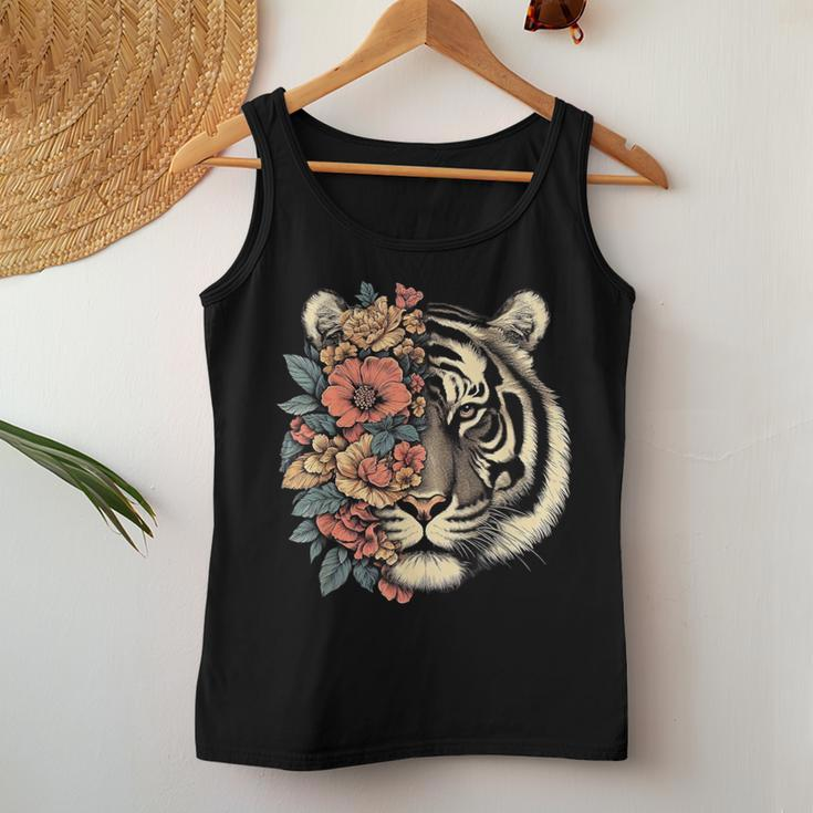 Floral Tiger Girls Flowers Tiger Face For Tigers Lover Women Tank Top Unique Gifts