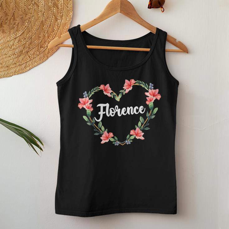 Florence Flower Heart Personalized Name Florence Women Tank Top Funny Gifts