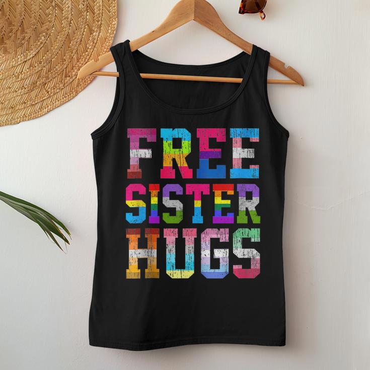 Free Sister Hugs Pride Month Rainbow Transgender Flag Lgbtq Women Tank Top Unique Gifts