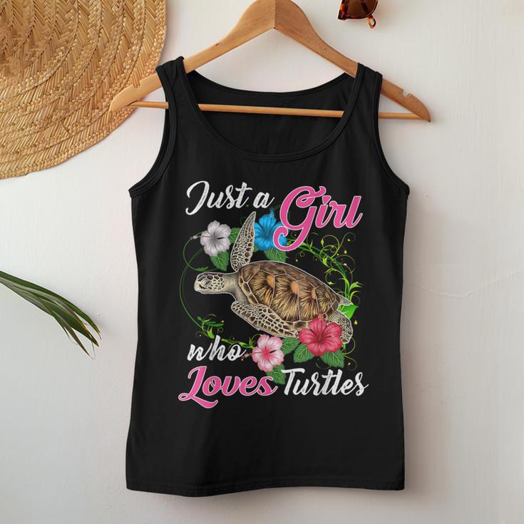 Fun Just A Girl Who Loves Turtles And Girls Cute Women Tank Top Unique Gifts