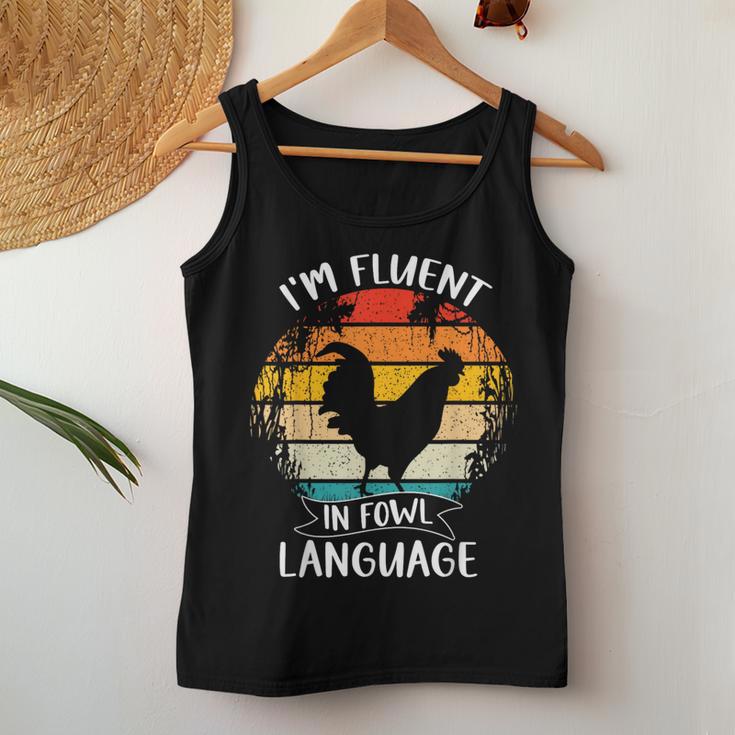 Chicken Retro Vintage I’M Fluent In Fowl Language Women Tank Top Unique Gifts