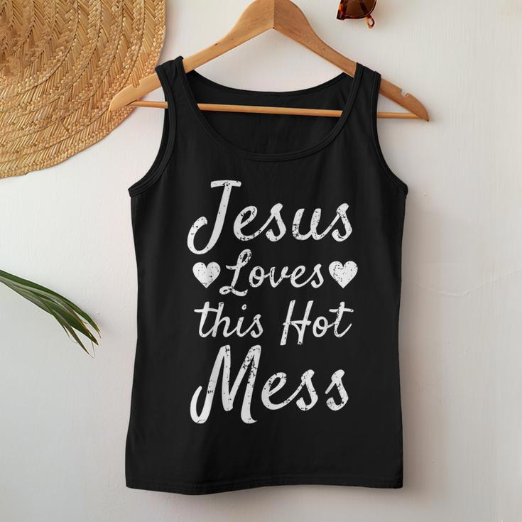 Christian For Jesus Loves This Hot Mess Women Tank Top Unique Gifts