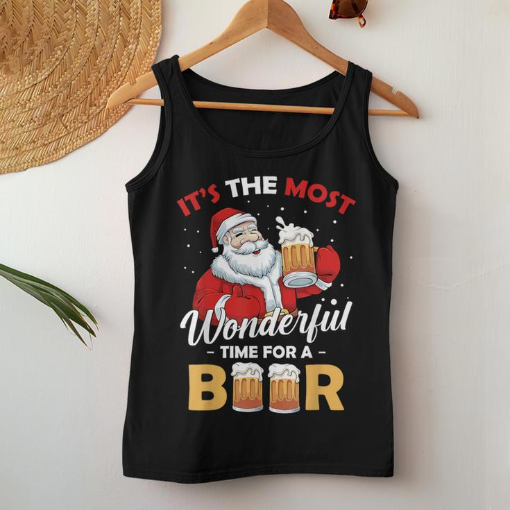 Christmas Santa Beer Lover Hilarious Xmas Drinks Fan Women Tank Top Funny Gifts