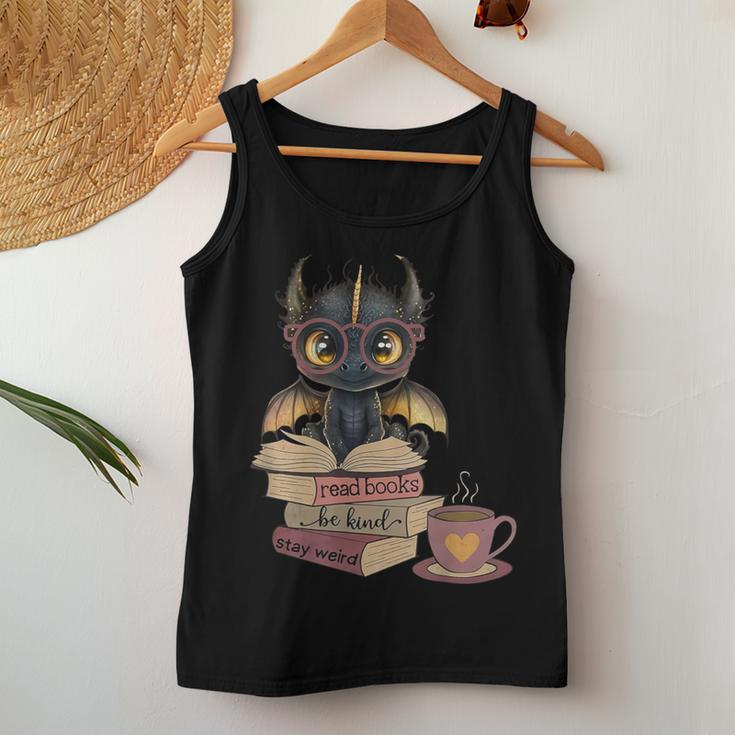 Dragon Read Books Be Kind Stay Weird Book Lover Women Tank Top Unique Gifts