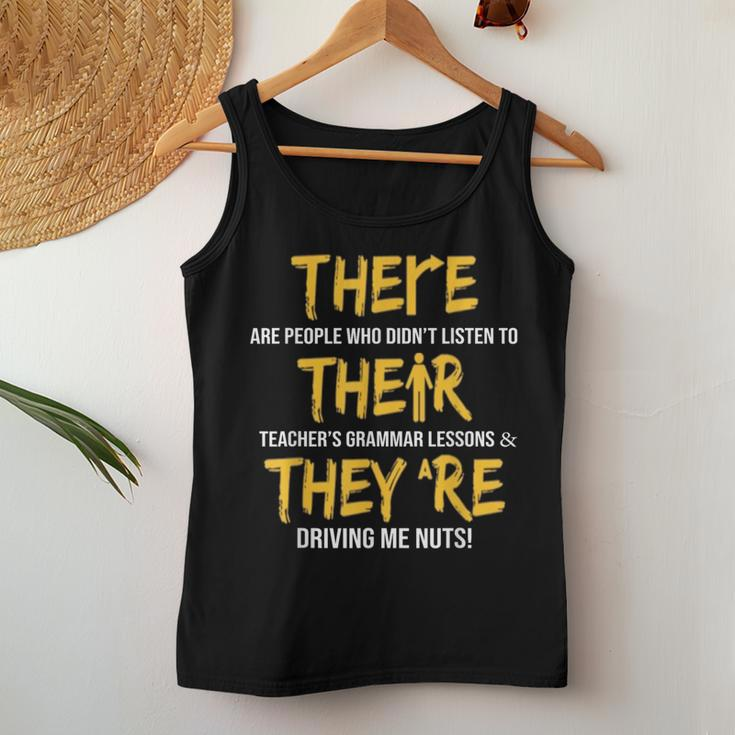 English Grammar Teacher Sarcastic There Their They're Women Tank Top Unique Gifts