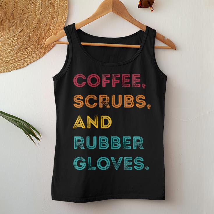 Retro Coffee Scrubs Rubber Gloves Nurse Doctor Medical Women Tank Top Unique Gifts